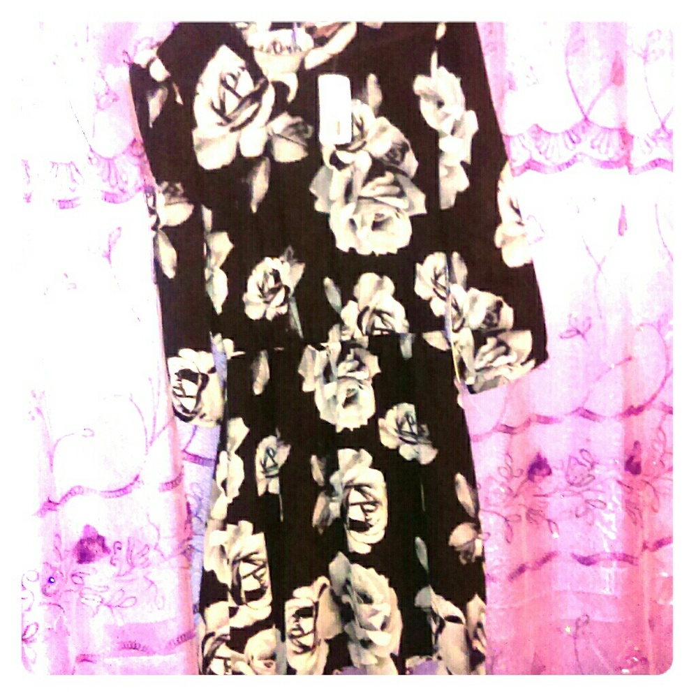Black dress with gray flowers